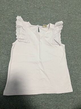 Girl’s Lavender Sleeveless Top with Eyelet Ruffle Shoulders